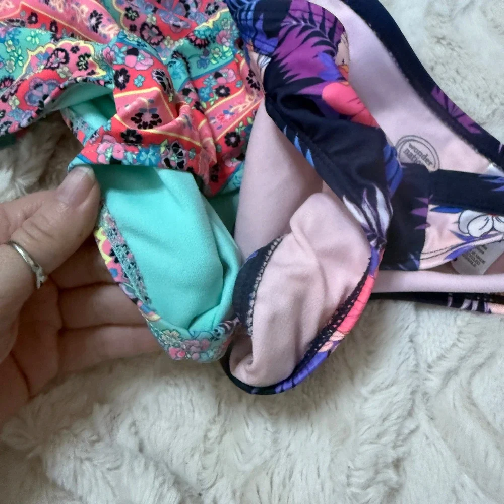 Wonder Nation Girls Swimsuit‎ Lot Of 2 One Piece Bikini Tropical Print S 6 6X